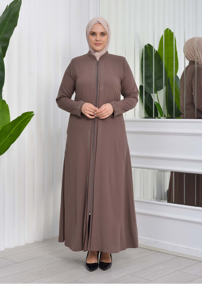 Big Size Women's Abaya 624 açık kahve
