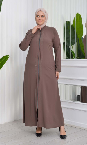 Big Size Womens Abaya 624 - light brown