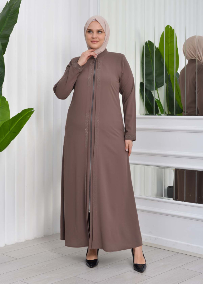 Big Size Women's Abaya 624 açık kahve