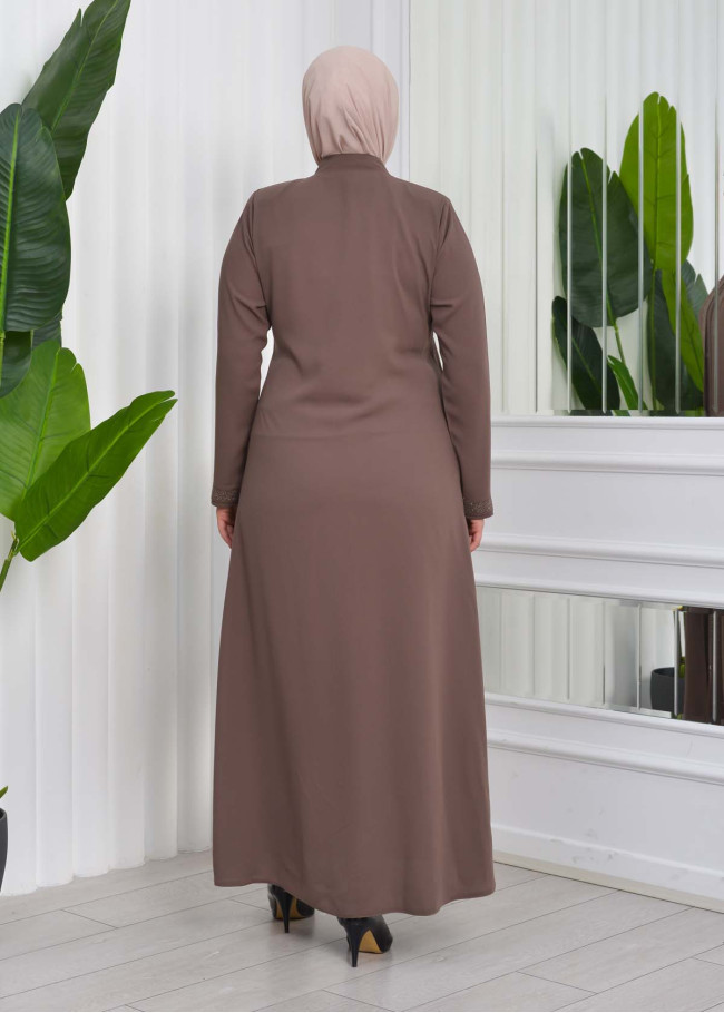 Big Size Women's Abaya 624 açık kahve