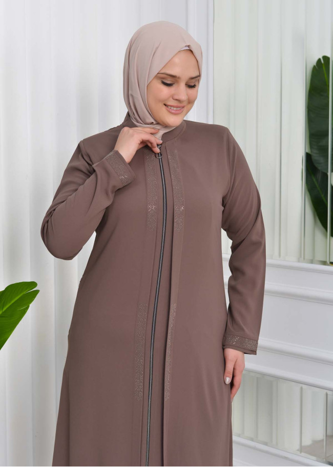 Big Size Women's Abaya 624 açık kahve