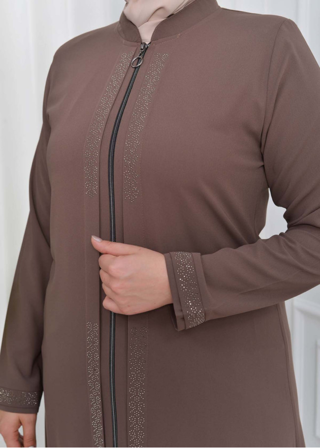 Big Size Women's Abaya 624 açık kahve