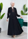 Waist Tunnel Zippered Embroidered Black Hijab Abaya 635 açık kahve