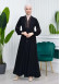 Waist Tunnel Zippered Embroidered Black Hijab Abaya 635 açık kahve