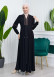 Waist Tunnel Zippered Embroidered Black Hijab Abaya 635 açık kahve