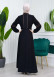 Waist Tunnel Zippered Embroidered Black Hijab Abaya 635 açık kahve