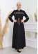 Waist Tunnel Zippered Black Hijab Abaya 620 Bej