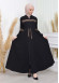 Waist Tunnel Zippered Black Hijab Abaya 620 Bej