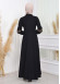Waist Tunnel Zippered Black Hijab Abaya 620 Bej