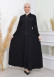 Waist Tunnel Zippered Black Hijab Abaya 620 Beyaz