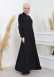 Waist Tunnel Zippered Black Hijab Abaya 620 Beyaz