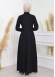 Waist Tunnel Zippered Black Hijab Abaya 620 Beyaz