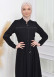 Waist Tunnel Zippered Black Hijab Abaya 620 Beyaz