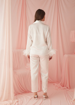 بجامة مع الريش الأبيض1090-3 - ابيض