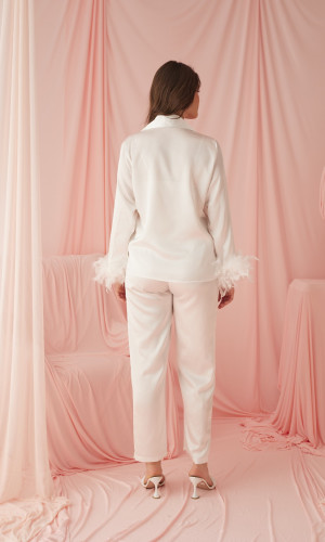 بجامة مع الريش الأبيض1090-3 - ابيض