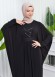 Beaded Lace Bat Sleeve Hijab Evening Dress Abaya 657 Siyah