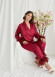 Burgundy Feather Elegance satin pijama 1090-1 - burgundy