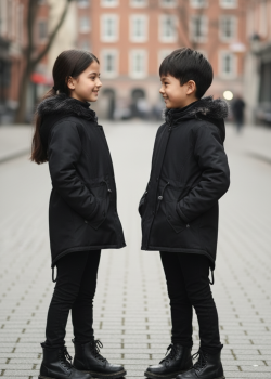 جاكيت كتان للأطفال 5141  - اسود