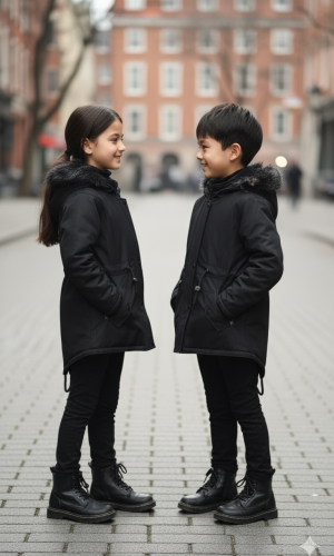 جاكيت كتان للأطفال 5141  - اسود