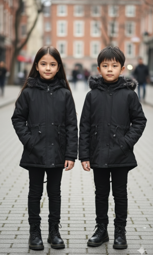 جاكيت كتان للأطفال 5141  - اسود