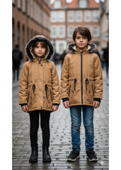 جاكيت كتان للأطفال 5141  - بني