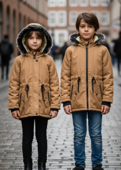 جاكيت كتان للأطفال 5141  - بني