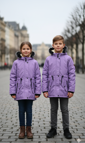 جاكيت كتان للأطفال 5141  - موف