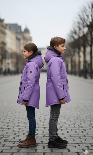 جاكيت كتان للأطفال 5141  - موف