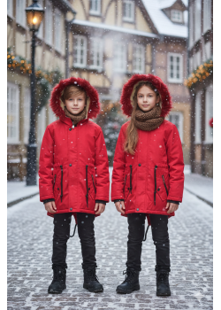 جاكيت كتان للأطفال 5141  - احمر