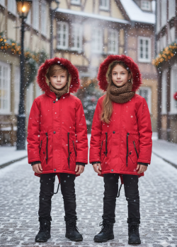 جاكيت كتان للأطفال 5141  - احمر