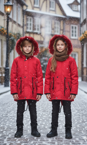 جاكيت كتان للأطفال 5141  - احمر