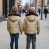 Mit Fell gefütterte Dacron-Pufferjacke für Kinder 5146 - Beige