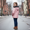 Dacron Puffer Jacket for Kids Fur Lined 5146 - pink