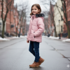 Dacron Puffer Jacket for Kids Fur Lined 5146 - pink