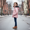 Dacron Puffer Jacket for Kids Fur Lined 5146 - pink