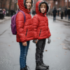 Mit Fell gefütterte Dacron-Pufferjacke für Kinder 5146 - Rot
