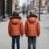 Mit Fell gefütterte Dacron-Pufferjacke für Kinder 5146 - Ziegelrot