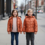 Dacron Puffer Jacket for Kids Fur Lined 5146 - terracotta