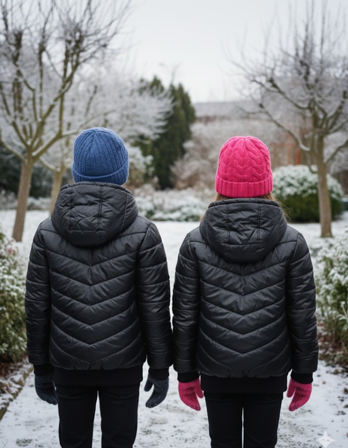 Gefütterte Pufferjacke mit durchgehendem Fleece-Futter für Kinder 5149 - Schwarz