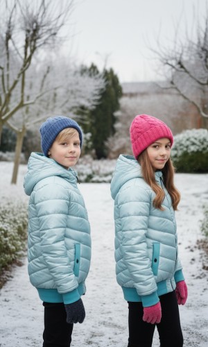 جاكيت نفخ مطري مبطن فرو للأطفال 5149 - عفني