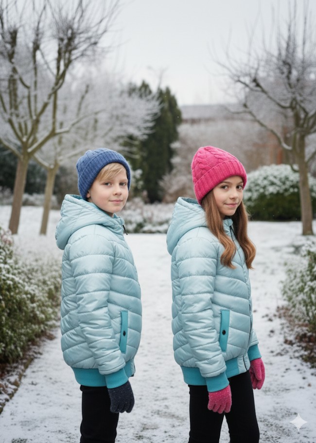 جاكيت نفخ مطري مبطن فرو للأطفال 5149 - عفني