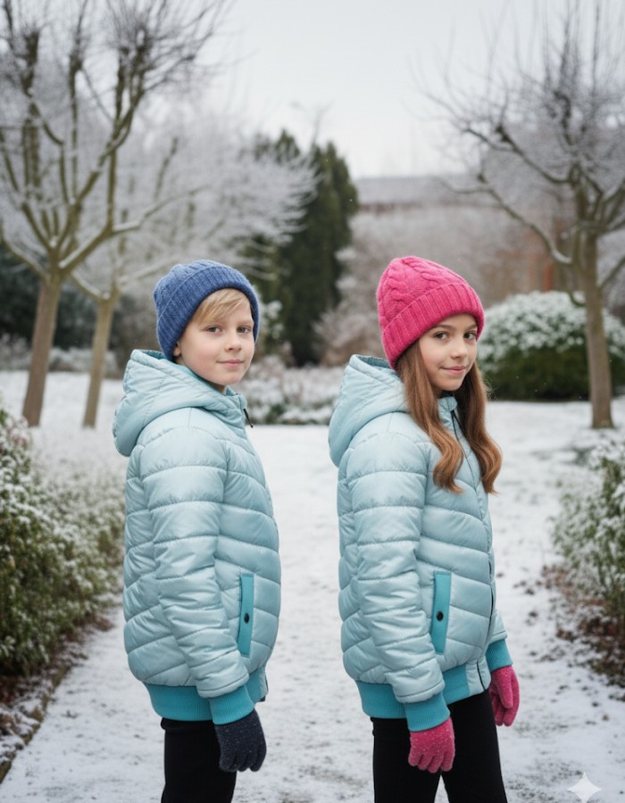 Gefütterte Pufferjacke mit durchgehendem Fleece-Futter für Kinder 5149 - Mint