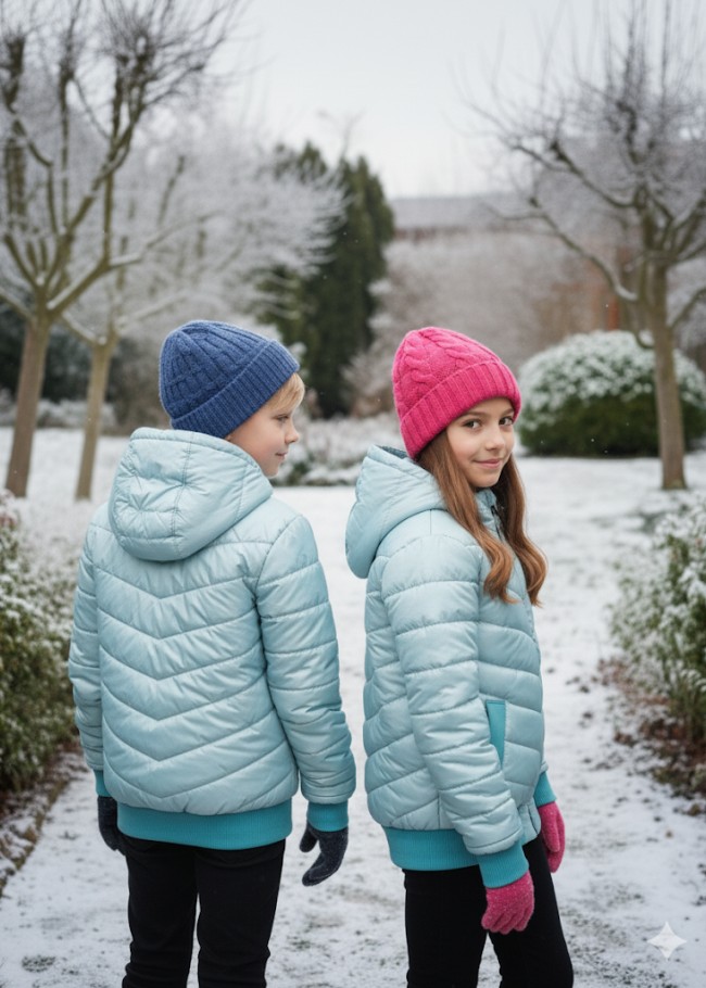 جاكيت نفخ مطري مبطن فرو للأطفال 5149 - عفني