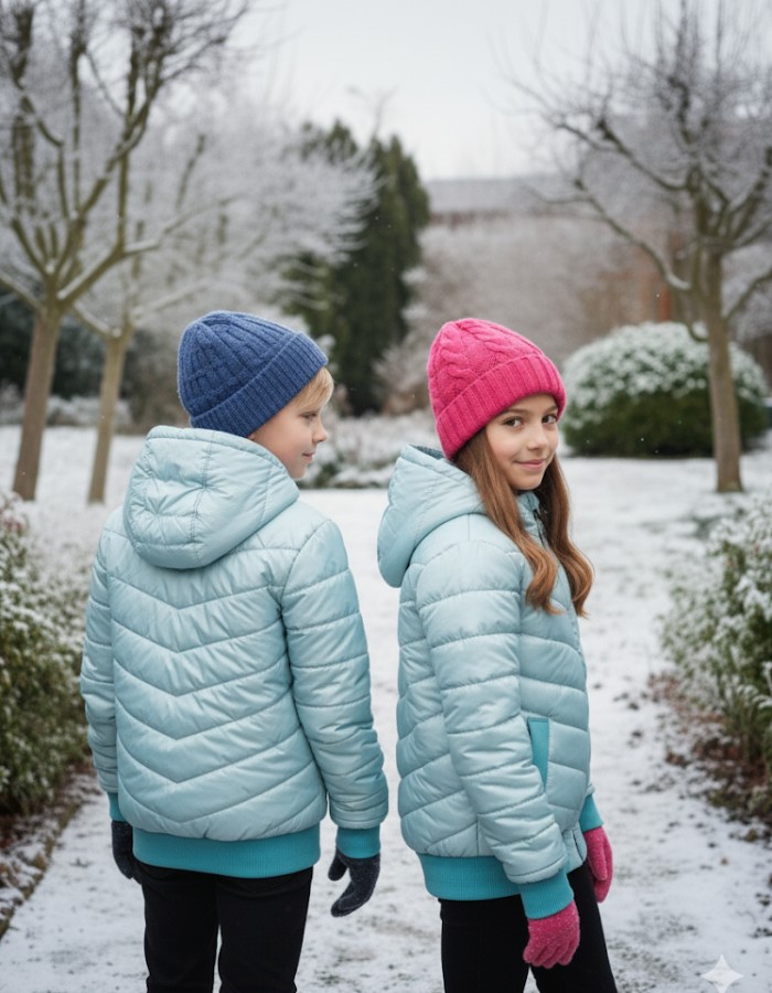 Gefütterte Pufferjacke mit durchgehendem Fleece-Futter für Kinder 5149 - Mint