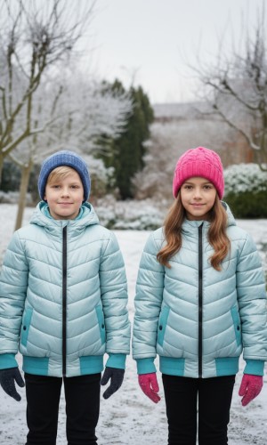 جاكيت نفخ مطري مبطن فرو للأطفال 5149 - عفني