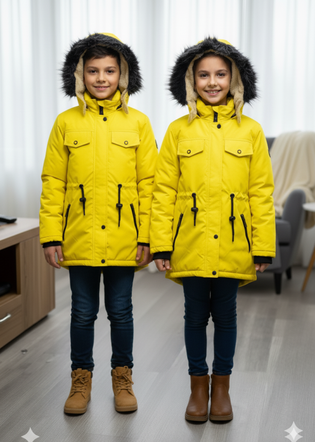 جاكيت ولادي براشوت قصير 5136 - اصفر