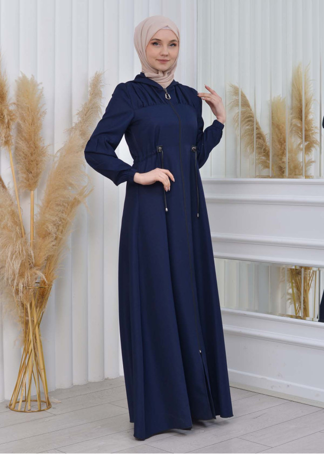 Muslim Hijab Abaya Dress 610 Lacivert
