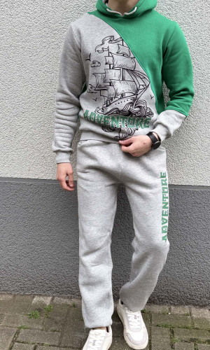 Kids Winter Fleece Pajama Set - 3104 - green