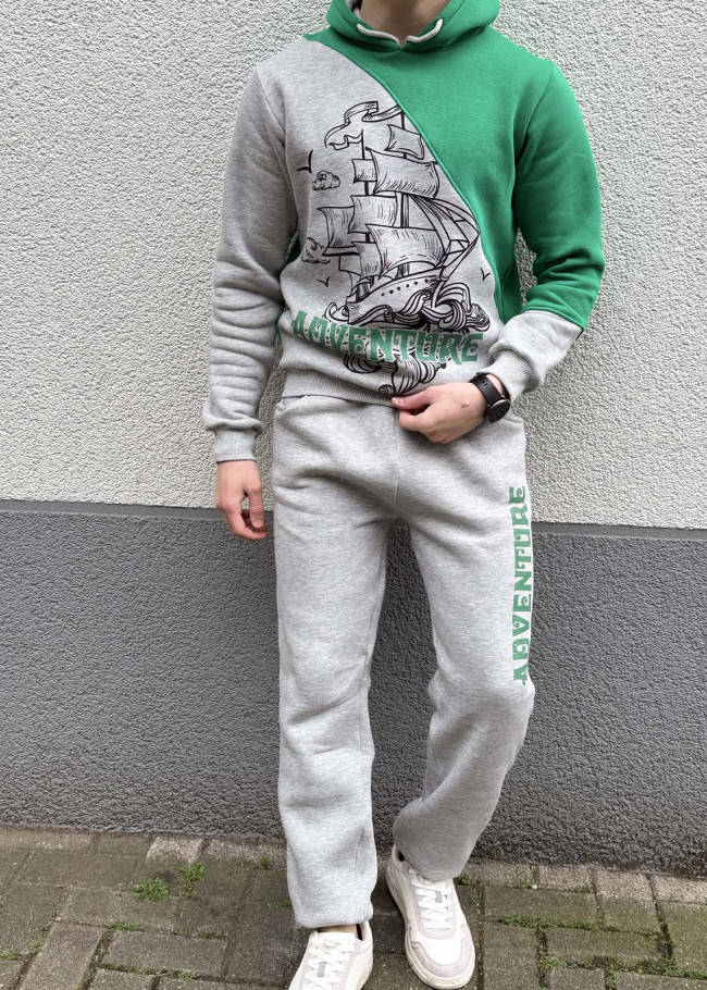 Çocuk Kışlık Polar Pijama Takımı - 3104 - Yeşil