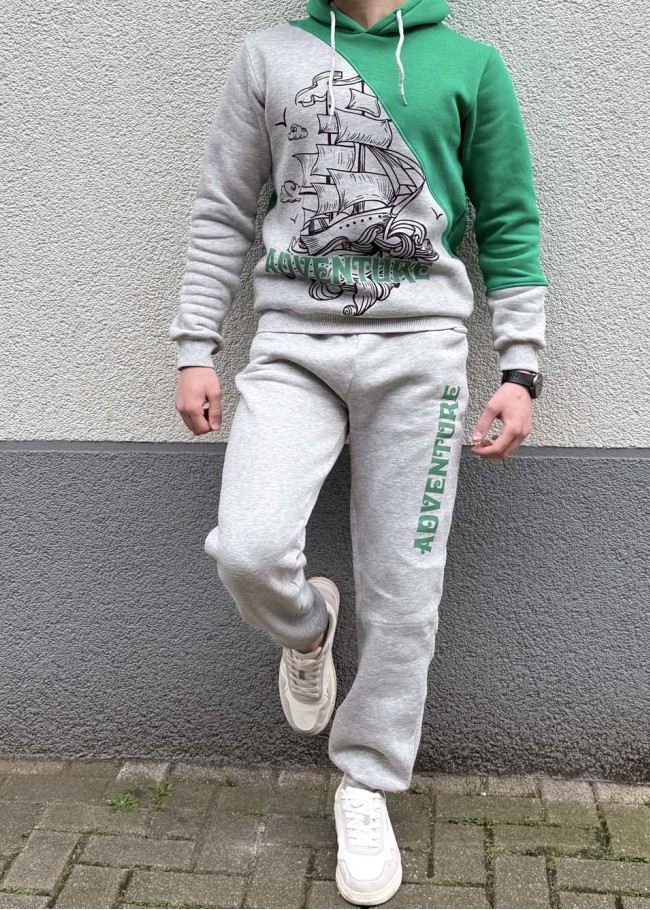 Çocuk Kışlık Polar Pijama Takımı - 3104 - Yeşil